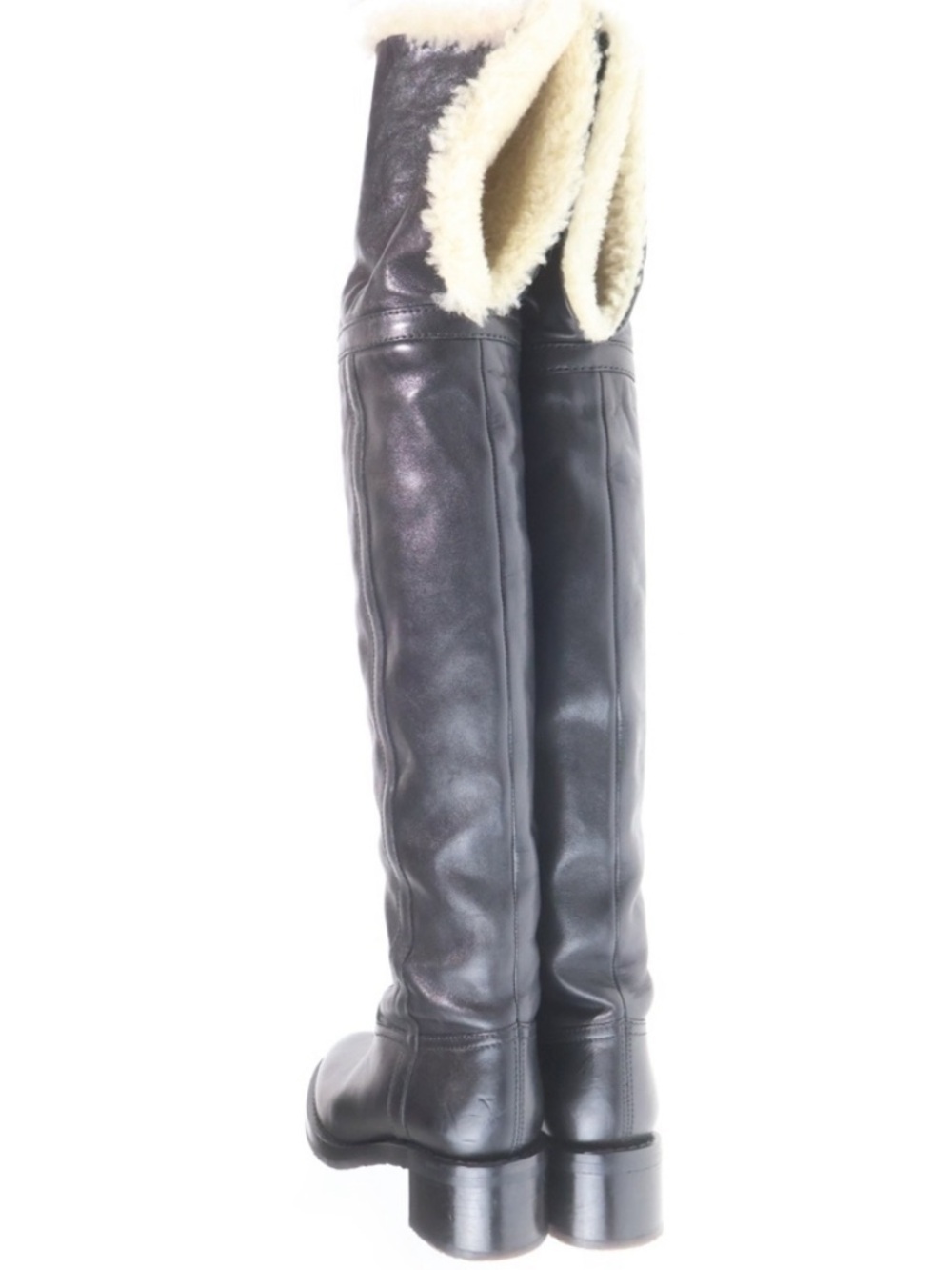 Celine folco black leather boots with shearling Sherpa lining 35 otk - Picture 5 of 7